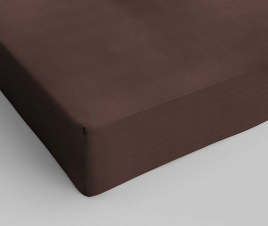 Drap housse en coton Marron