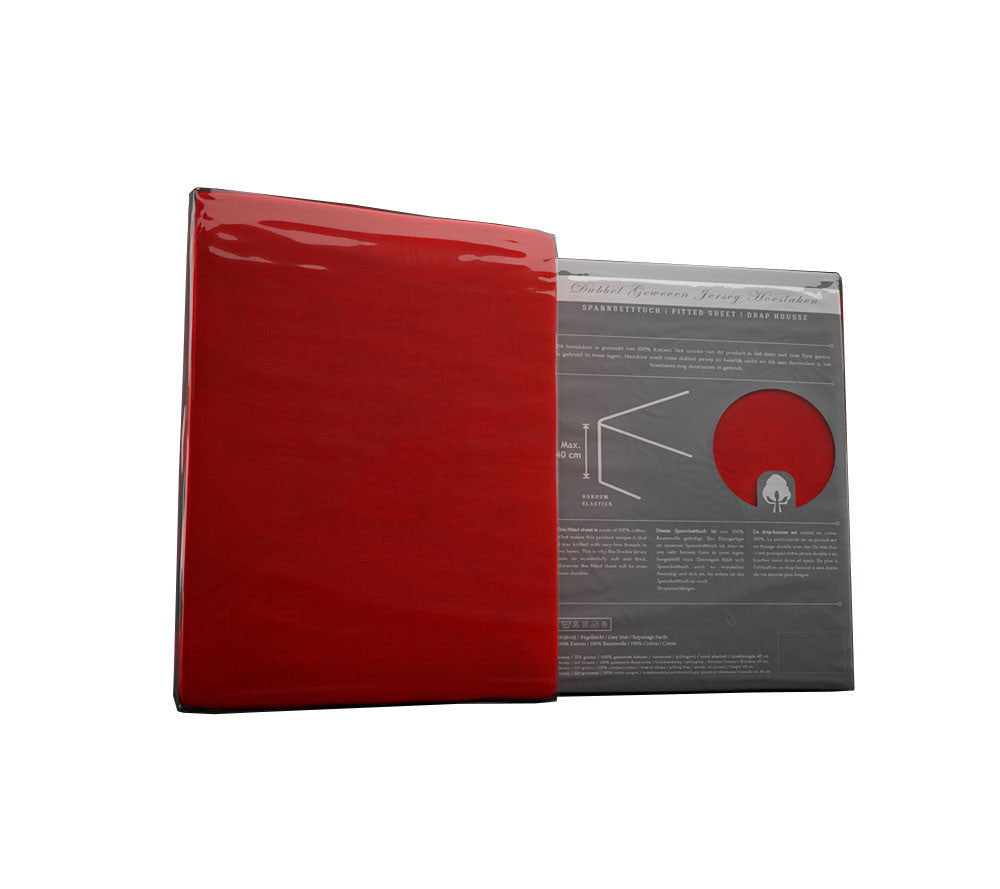 Double Jersey Red fitted sheet